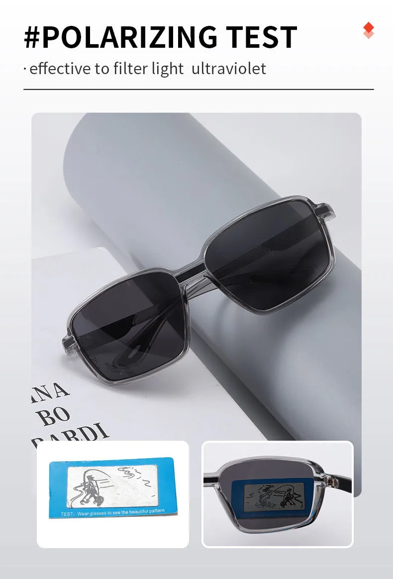 Square Outdoor Sports Cycling Polarized Sunglasses Men Women Driver Fishing Goggles Full Frame Oval Lens TAC Material Elegant display picture 7