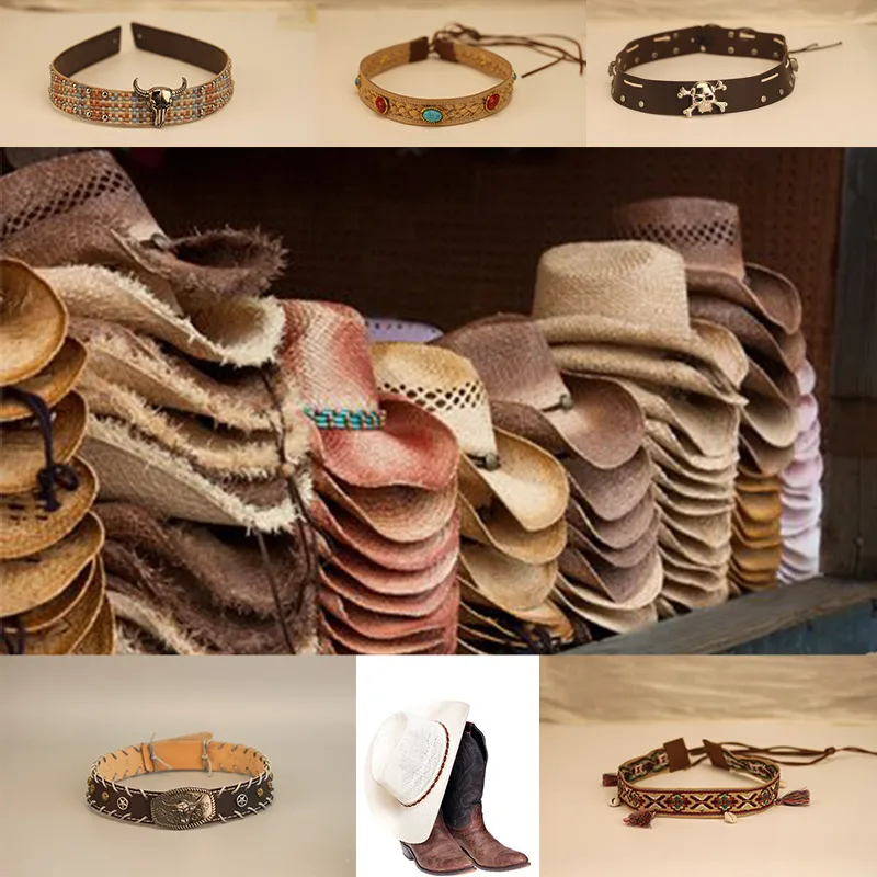 Cowboy Hat Hat With Decorative Ethnic Style Hat Straw Hat Hot Hat Belt display picture 2