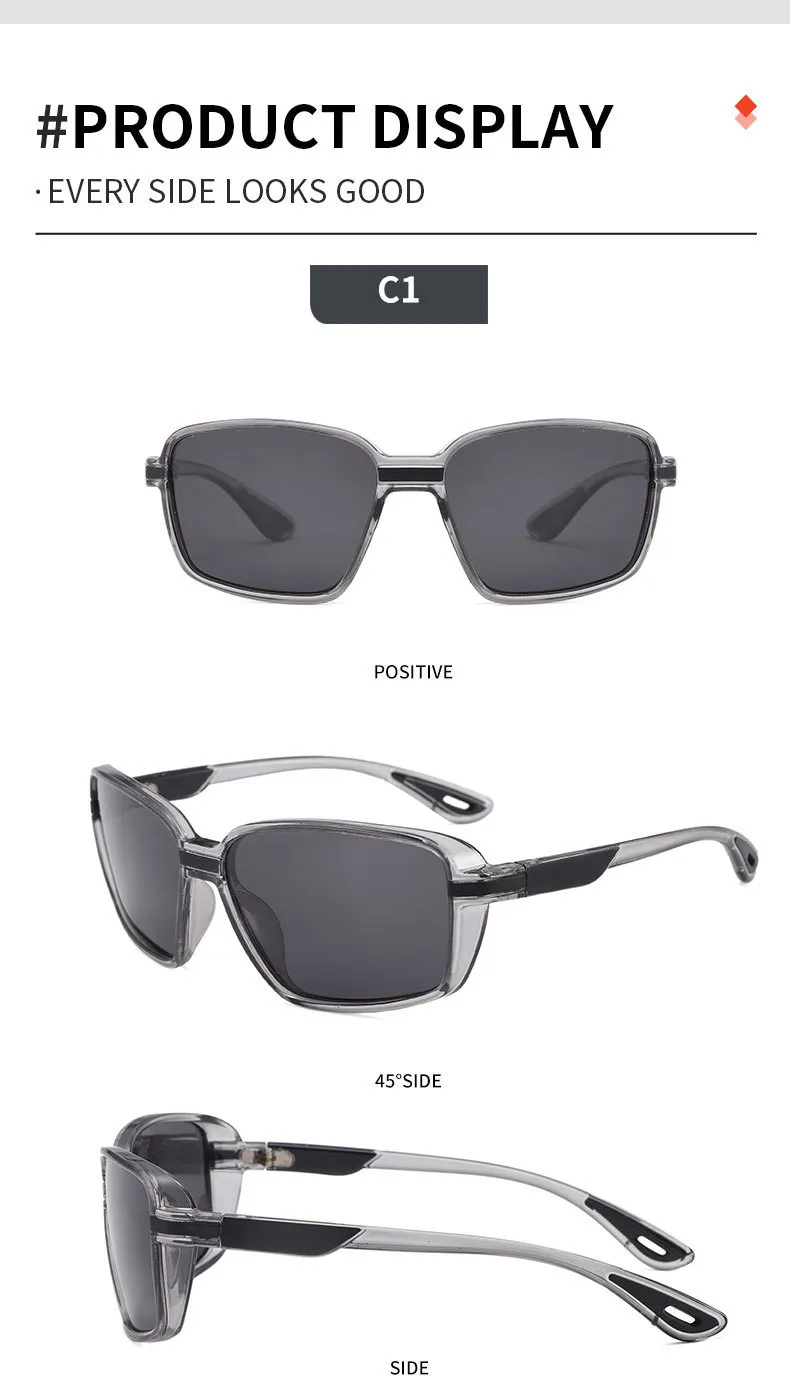 Square Outdoor Sports Cycling Polarized Sunglasses Men Women Driver Fishing Goggles Full Frame Oval Lens TAC Material Elegant display picture 9
