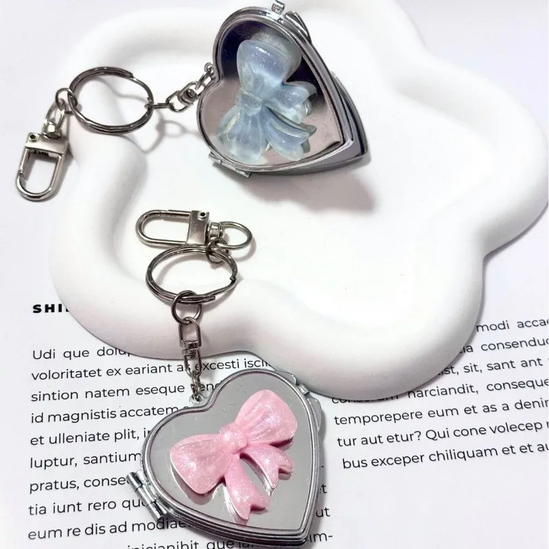Ins Style Colorful Bow Love Mirror Pendant Vintage Y2K Hot Girl Personalized Bag Pendant Keychain display picture 7