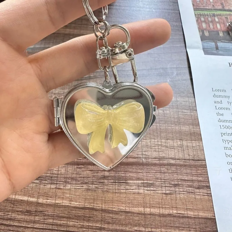 Ins Style Colorful Bow Love Mirror Pendant Vintage Y2K Hot Girl Personalized Bag Pendant Keychain display picture 3