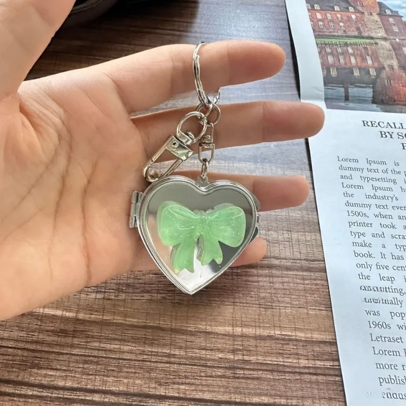 Ins Style Colorful Bow Love Mirror Pendant Vintage Y2K Hot Girl Personalized Bag Pendant Keychain display picture 1