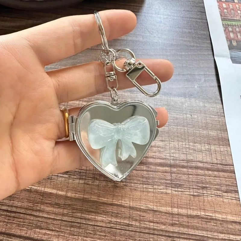 Ins Style Colorful Bow Love Mirror Pendant Vintage Y2K Hot Girl Personalized Bag Pendant Keychain display picture 2