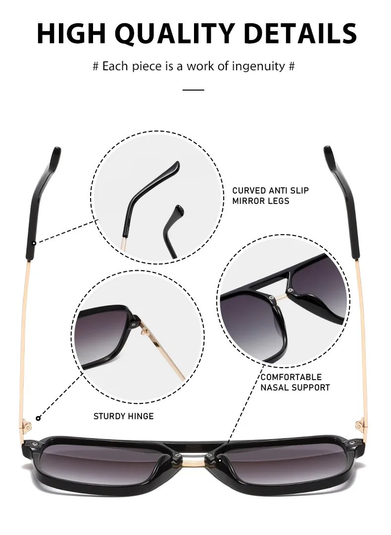 3583 Double Beam Plastic Metal Classic Sunglasses Sunglasses  E-commerce Foreign Trade  UV400 Fashion display picture 4