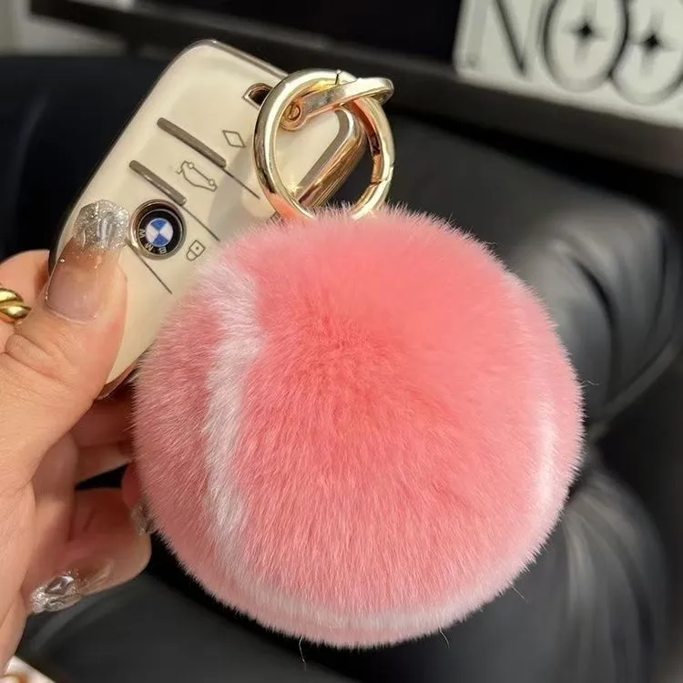 Cute Tennis High Sense Plush Car Keychain Pendant Ins Pompom Bag Gift School Bag Plush Jewelry display picture 9