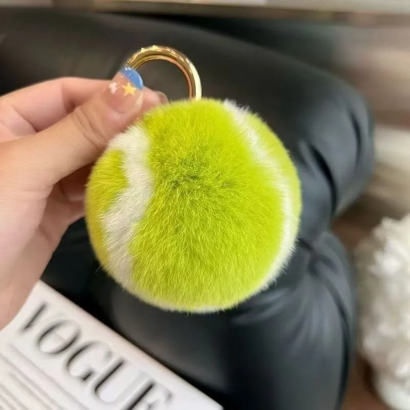 Cute Tennis High Sense Plush Car Keychain Pendant Ins Pompom Bag Gift School Bag Plush Jewelry display picture 5
