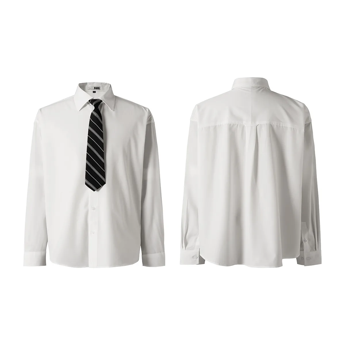 Jiayiku Men's Wear  Spring New Style Retro Campus Style JK Niche Tie Shirt Long Sleeve Ins Fashionable And Handsome display picture 8