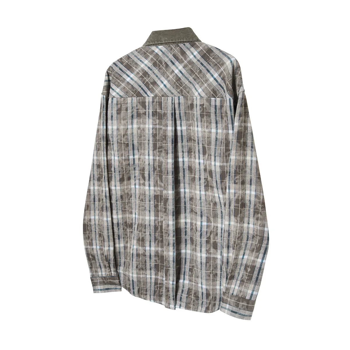 Jiayi Library Men's  Spring American Retro Cleanfit Tie-Dye Old Plaid Shirt Advanced Shirt display picture 4