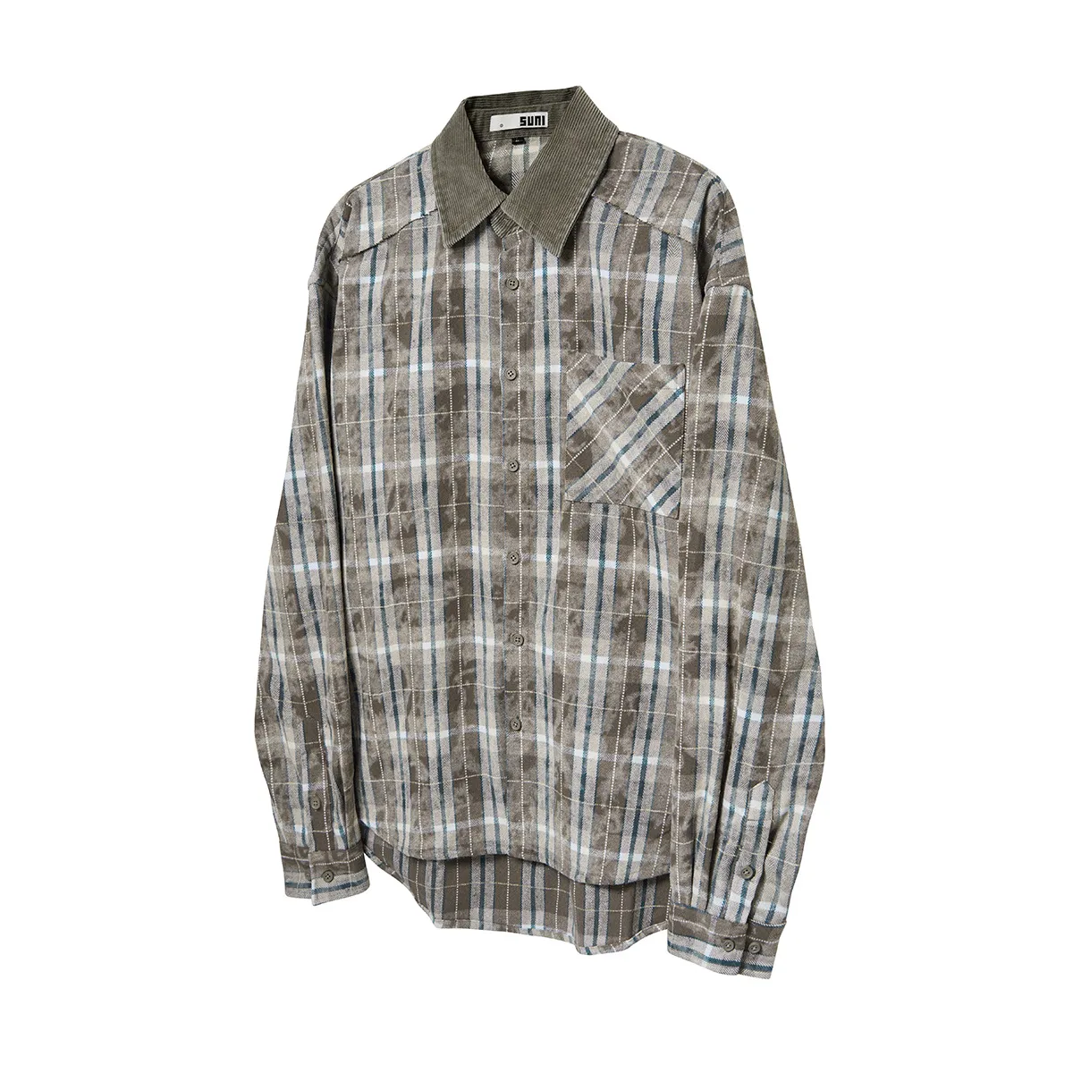 Jiayi Library Men's  Spring American Retro Cleanfit Tie-Dye Old Plaid Shirt Advanced Shirt display picture 3