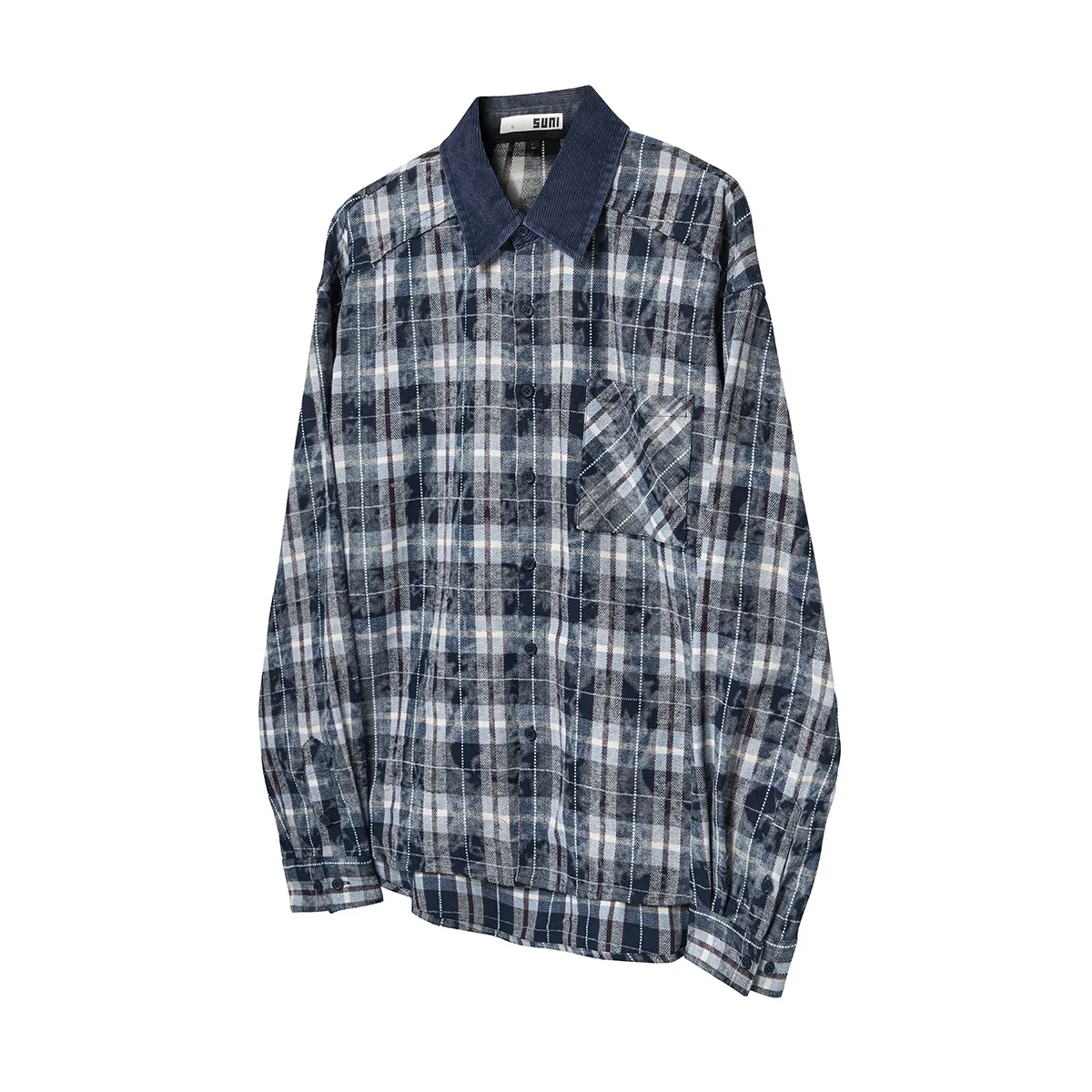 Jiayi Library Men's  Spring American Retro Cleanfit Tie-Dye Old Plaid Shirt Advanced Shirt display picture 5