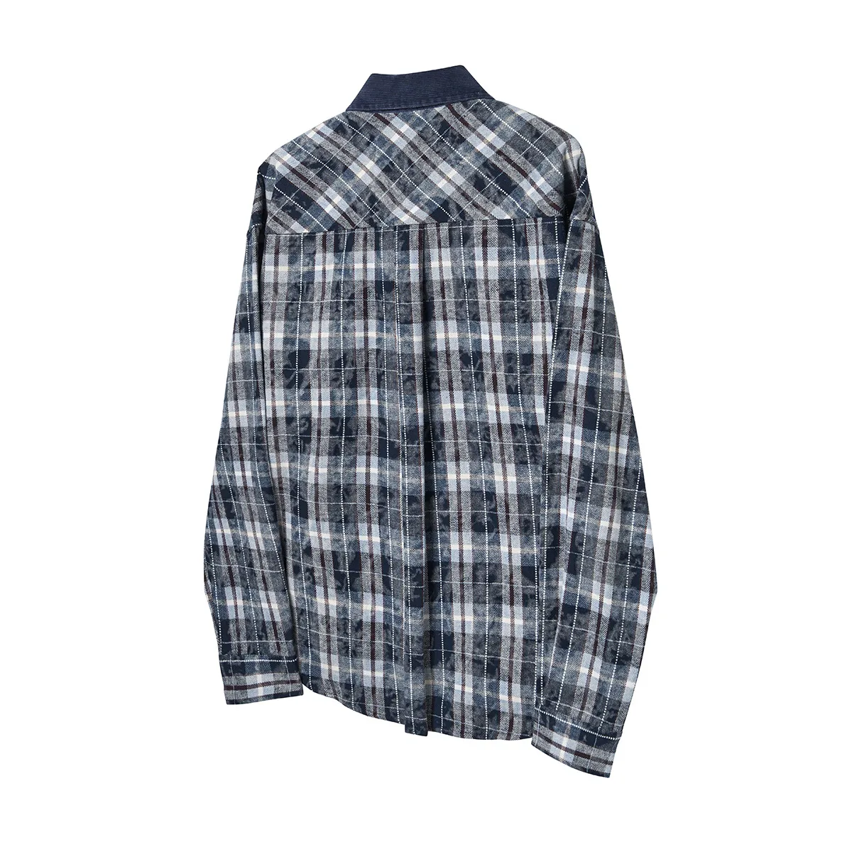 Jiayi Library Men's  Spring American Retro Cleanfit Tie-Dye Old Plaid Shirt Advanced Shirt display picture 6