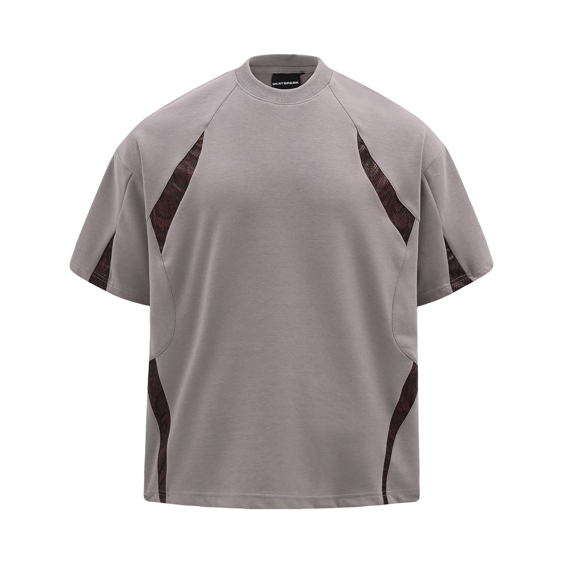 Jiayiku Men's  Summer New Niche Personality Python Pattern Stitching T-shirt Men's Short-sleeved Trendy Men's High-end Sense display picture 3