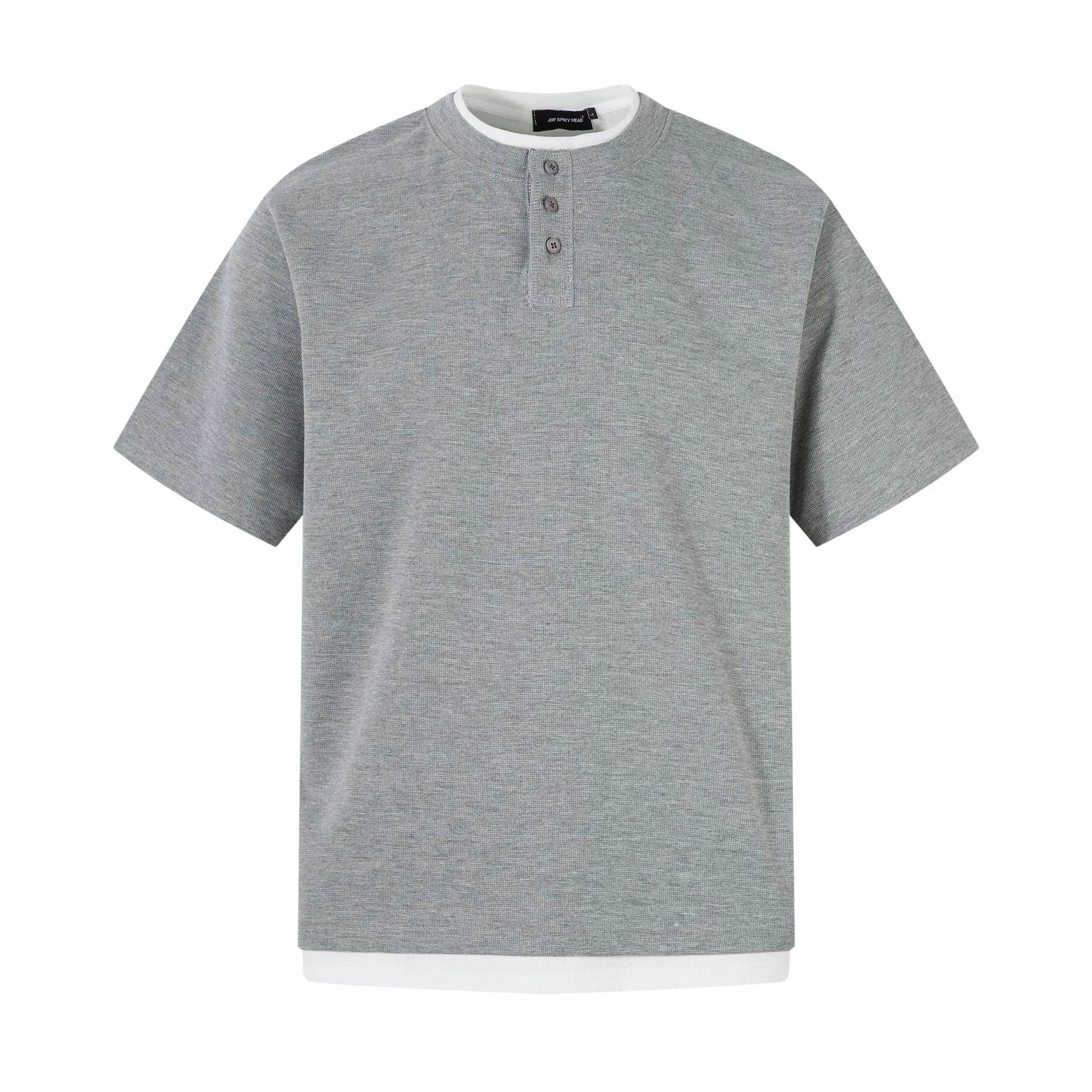 Jiayiku Men's  Summer New Niche Personalized Half Open Collar Simple All-match T-shirt Men's Short-sleeved Base Shirt display picture 3