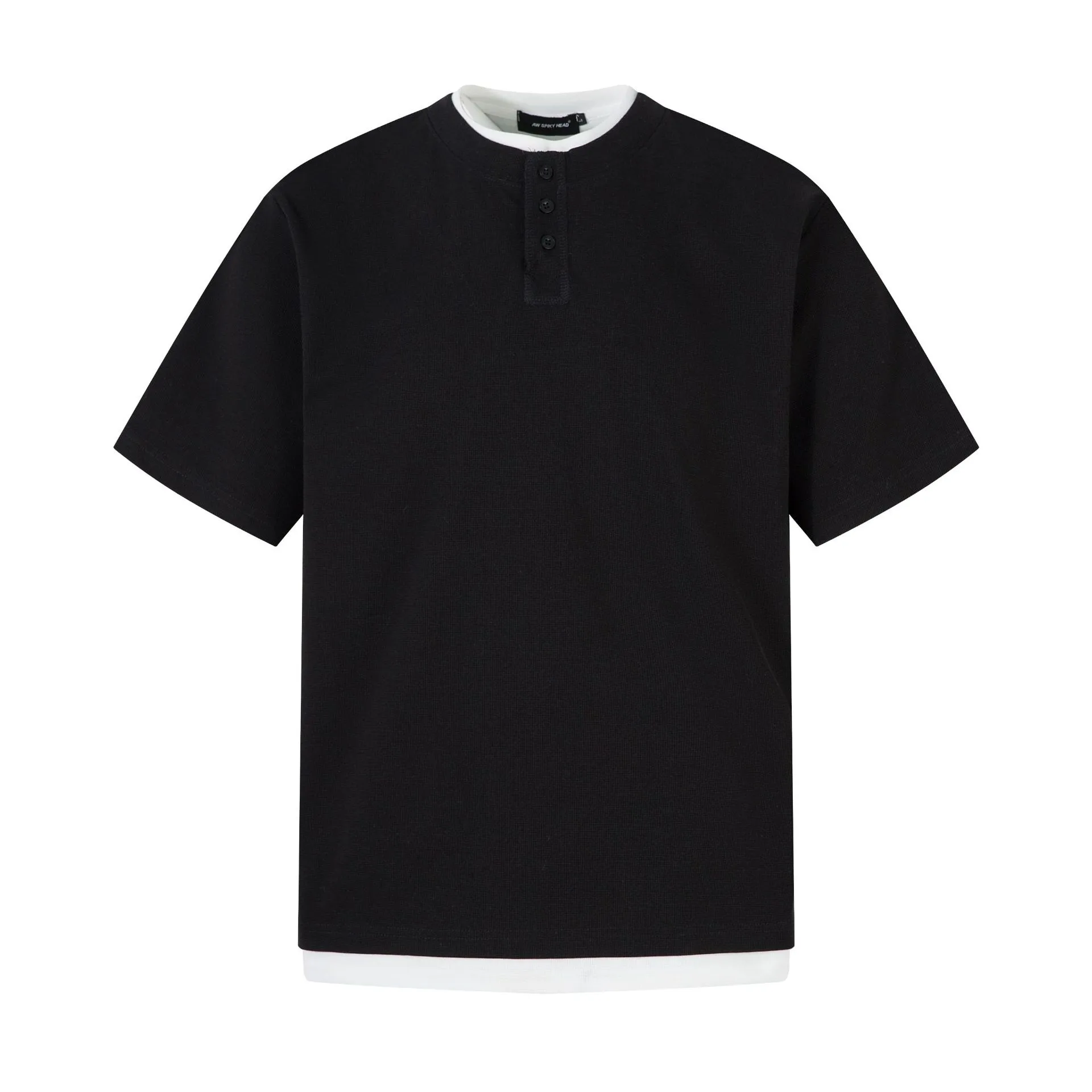 Jiayiku Men's  Summer New Niche Personalized Half Open Collar Simple All-match T-shirt Men's Short-sleeved Base Shirt display picture 5