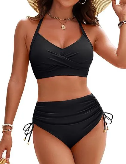 New   Split Swimsuit Women's Sexy High Waist Drawstring Bikini Suit  Bikini Swimsuit display picture 5
