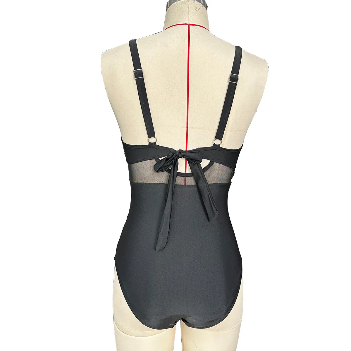 25 New  Foreign Trade  Deep V Mesh Stitching Backless Sexy One-piece Bikini Swimsuit Women display picture 18