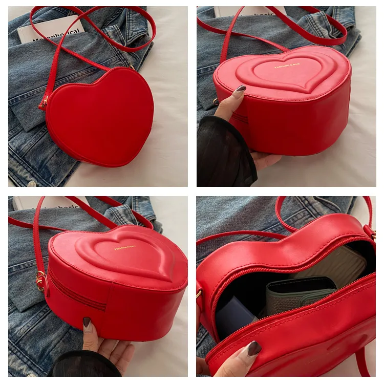 Fashion Heart-Shaped Small Bag  Autumn New Stylish Indented Crossbody Bag Ins Niche Design Shoulder Small Bag display picture 2