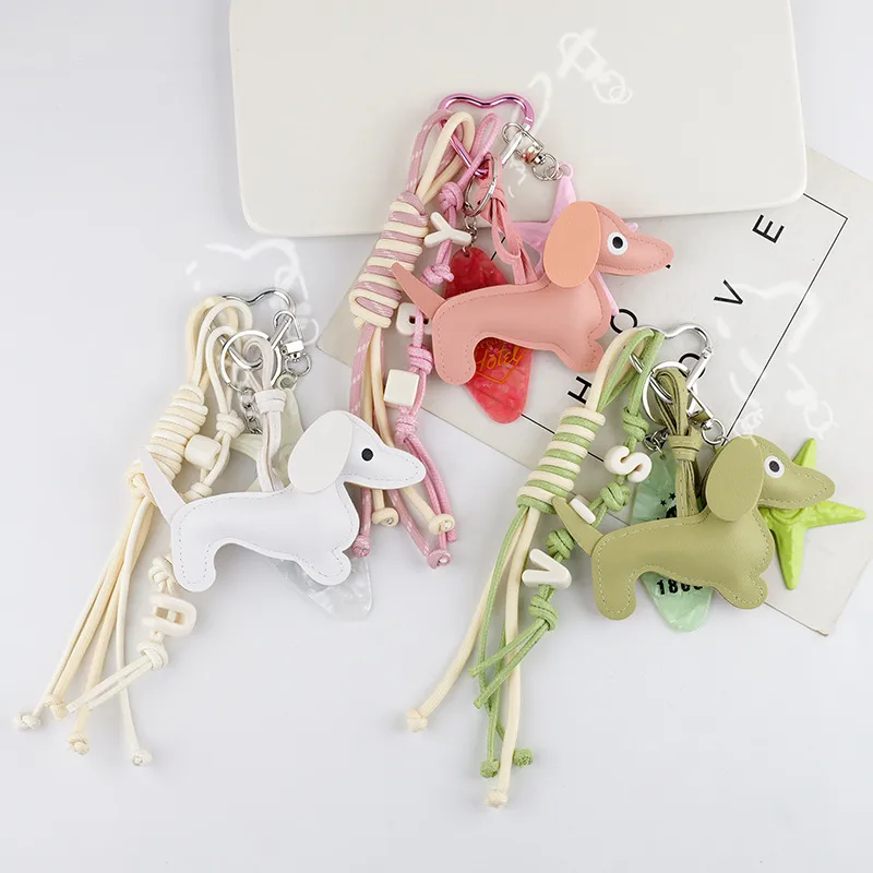 Cute Leather Dachshund Keychain Starfish Letter Knot Decoration Multicolor Optional Bag Cute Fun Hanging Jewelry display picture 1