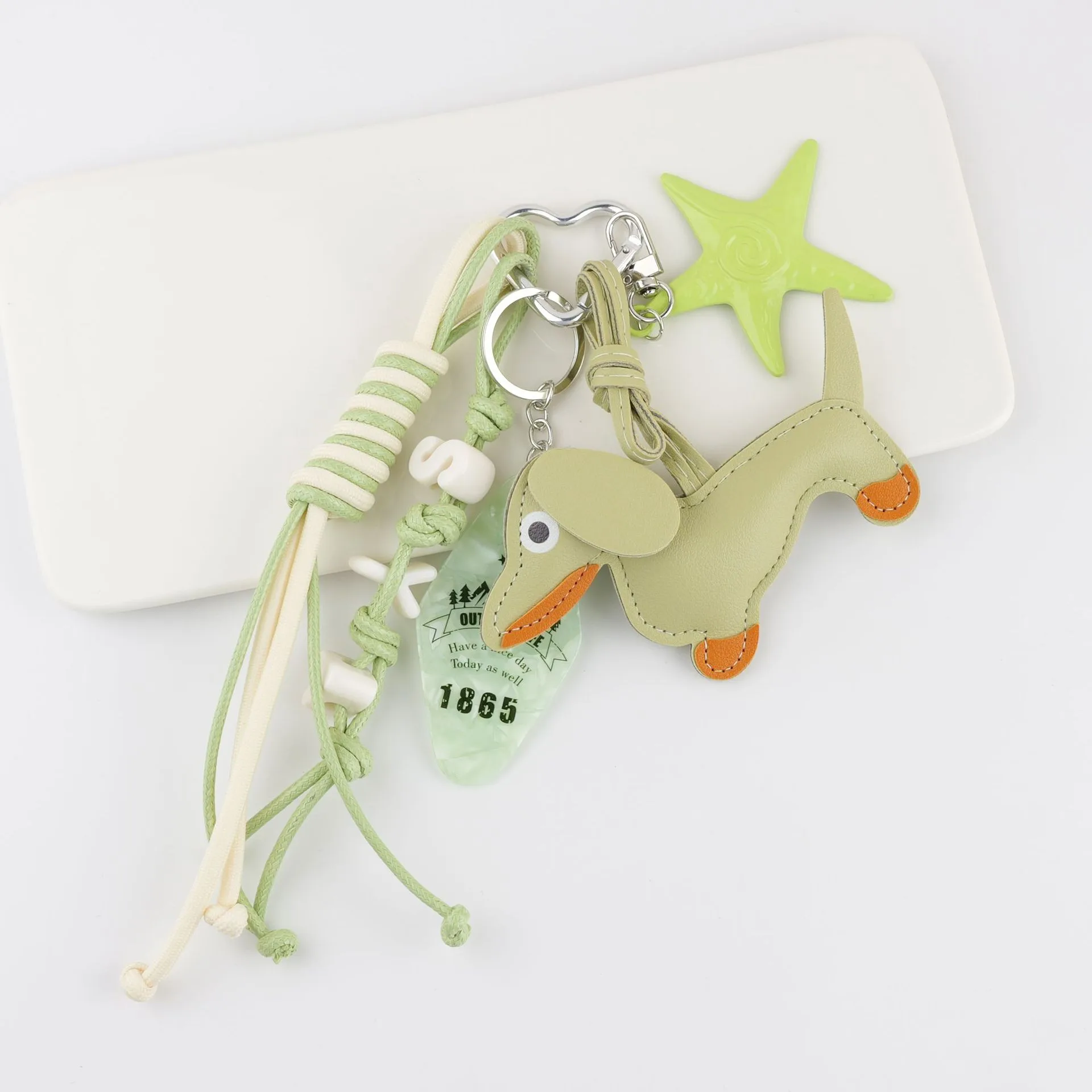 Cute Leather Dachshund Keychain Starfish Letter Knot Decoration Multicolor Optional Bag Cute Fun Hanging Jewelry display picture 6