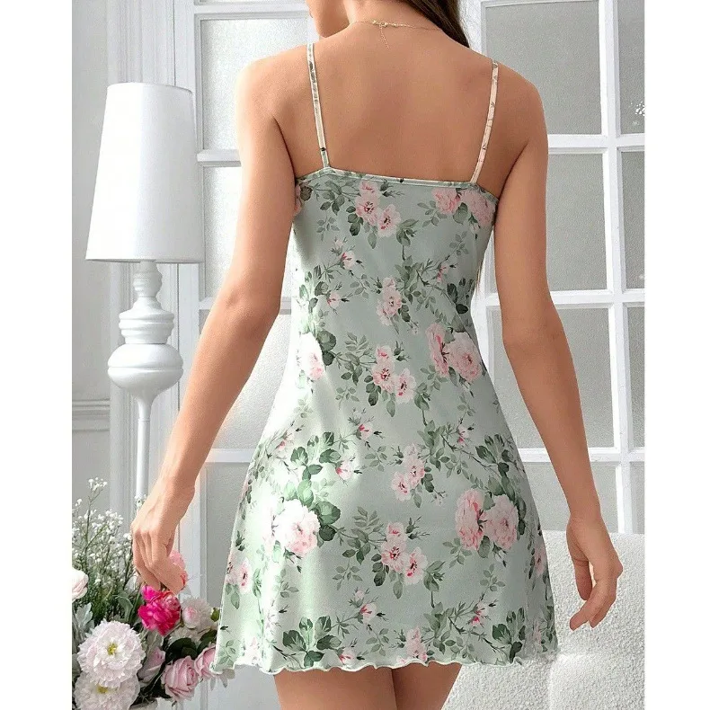 Xiyin Hot Selling Summer New Women's Pure Lust Style Floral Print Suspender Nightgown display picture 2