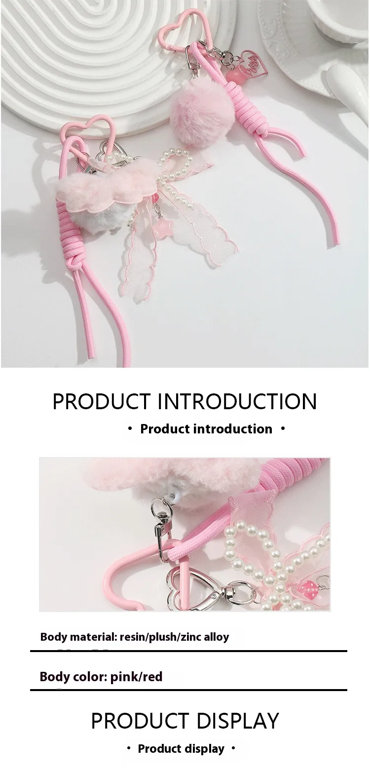 Explosive Ins Style Sweet Bag Pendant Plush Ball Mesh Bow Girl Accessories Keychain Gift display picture 1