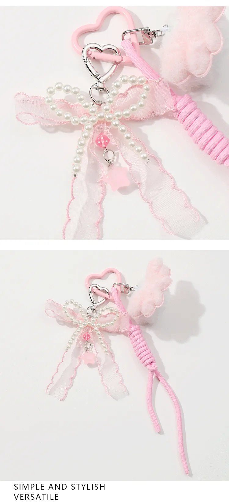 Explosive Ins Style Sweet Bag Pendant Plush Ball Mesh Bow Girl Accessories Keychain Gift display picture 3