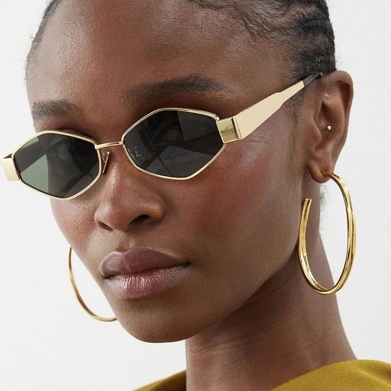 New  Diamond-Shaped Arc De Triomphe Fashion Sunglasses Trendy Metal Small Frame Polygon Sunglasses Avant-Garde display picture 3