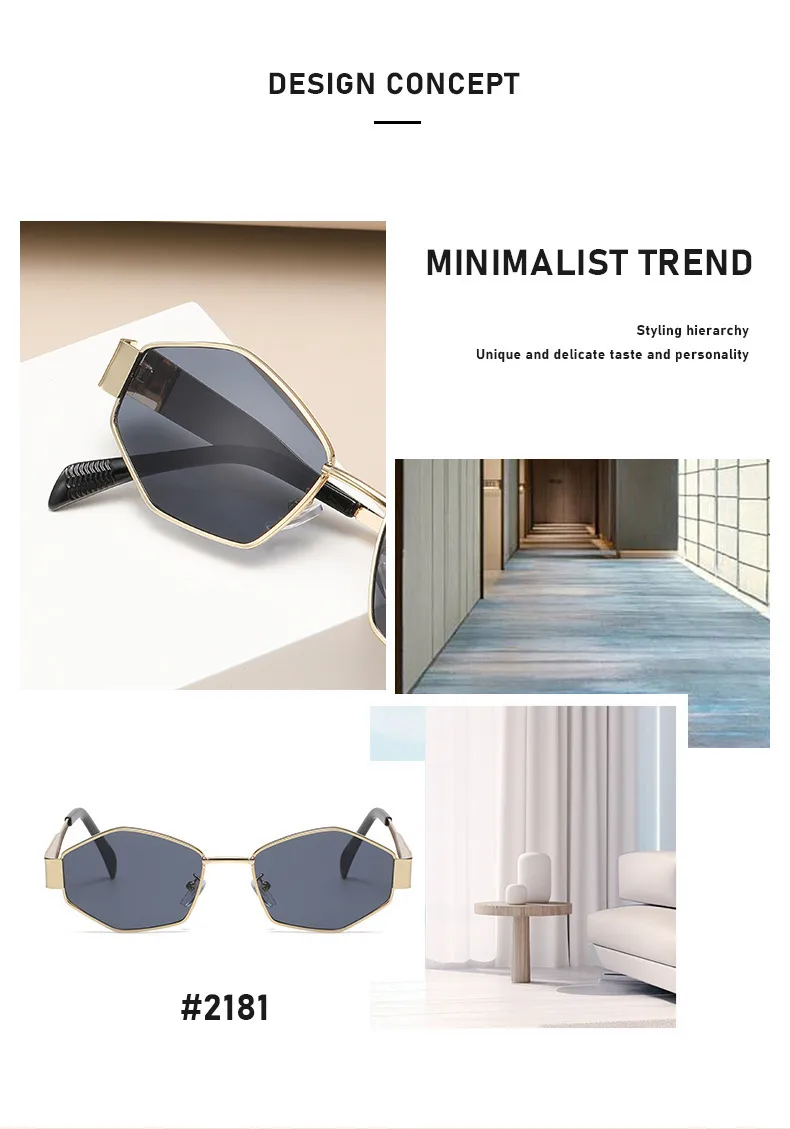 New  Diamond-Shaped Arc De Triomphe Fashion Sunglasses Trendy Metal Small Frame Polygon Sunglasses Avant-Garde display picture 6