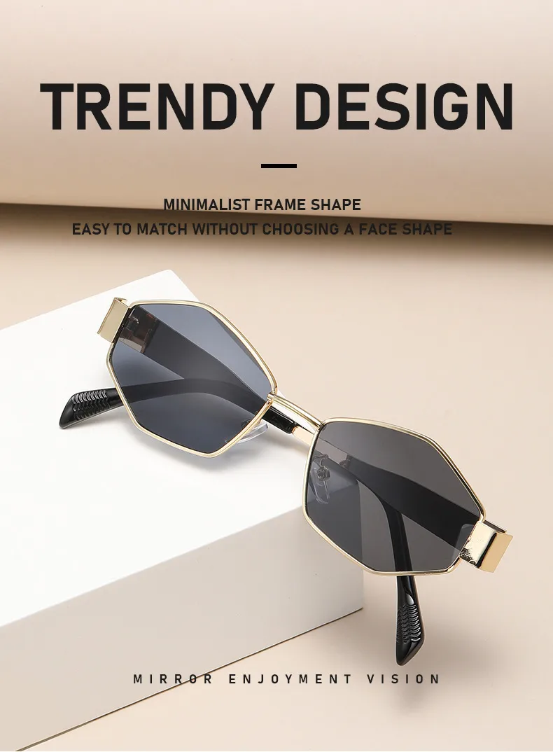 New  Diamond-Shaped Arc De Triomphe Fashion Sunglasses Trendy Metal Small Frame Polygon Sunglasses Avant-Garde display picture 7