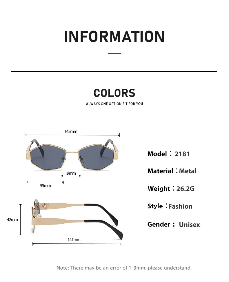 New  Diamond-Shaped Arc De Triomphe Fashion Sunglasses Trendy Metal Small Frame Polygon Sunglasses Avant-Garde display picture 8