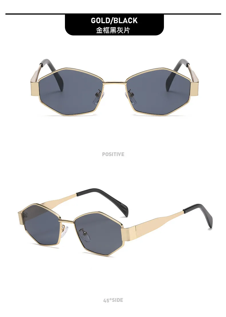 New  Diamond-Shaped Arc De Triomphe Fashion Sunglasses Trendy Metal Small Frame Polygon Sunglasses Avant-Garde display picture 12
