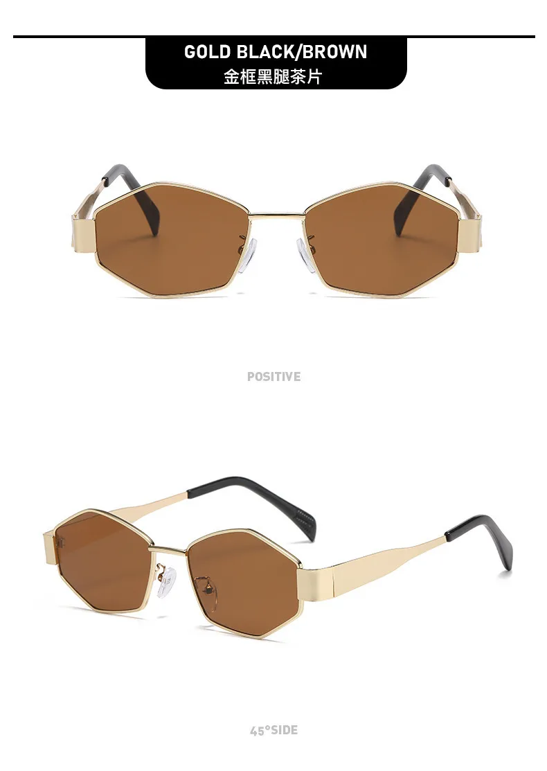 New  Diamond-Shaped Arc De Triomphe Fashion Sunglasses Trendy Metal Small Frame Polygon Sunglasses Avant-Garde display picture 13