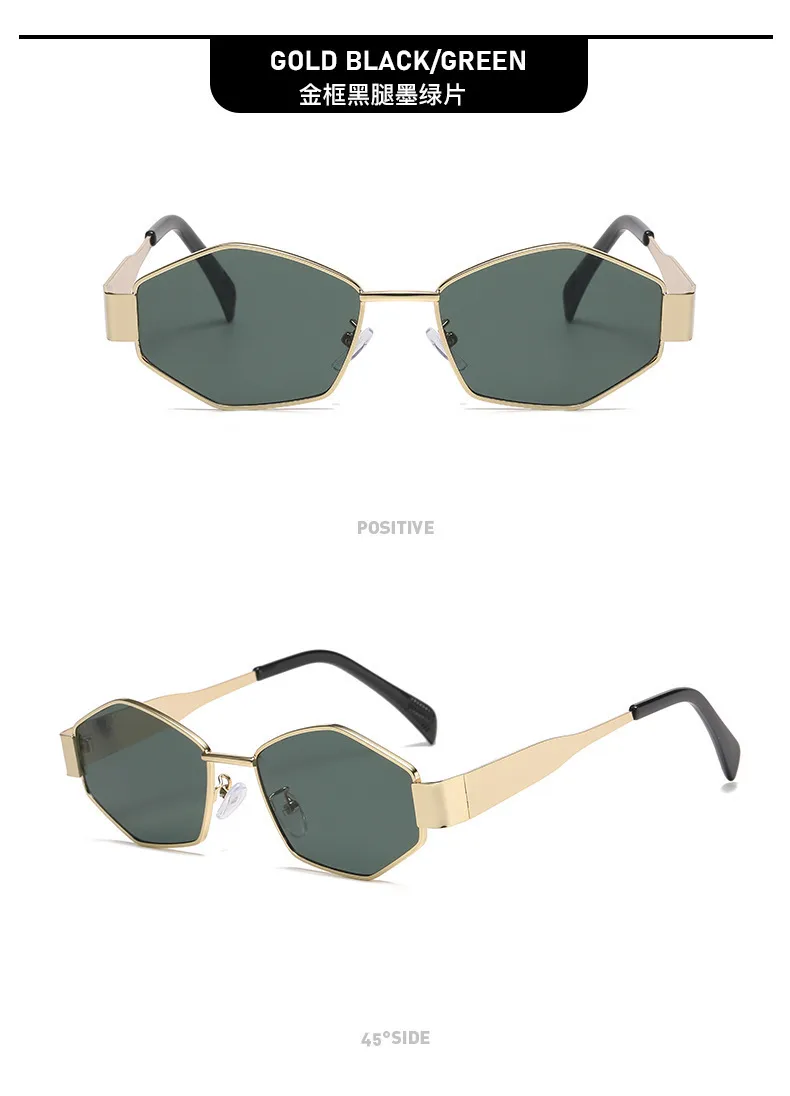 New  Diamond-Shaped Arc De Triomphe Fashion Sunglasses Trendy Metal Small Frame Polygon Sunglasses Avant-Garde display picture 14