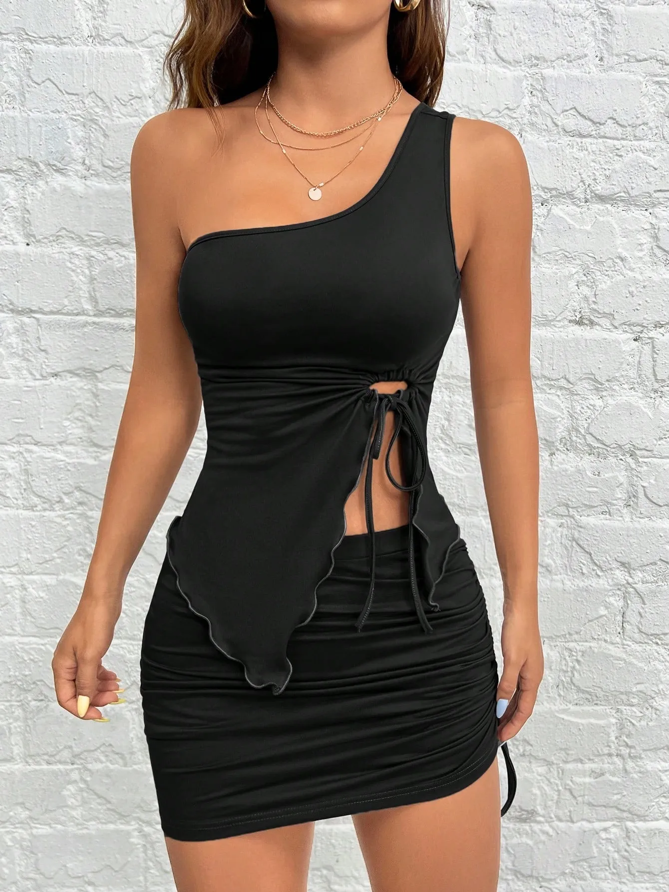 International Station    Women's Sexy Unilateral Sling Dress Spring And Summer New High Waist Skirt display picture 8