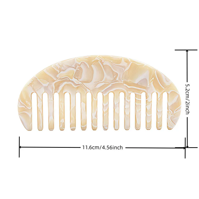 Acetic Acid Semicircle Hair Comb Acetic Acid Plate Marble Pattern Anti-static  Comb Portable Fashion Hairdressing display picture 5