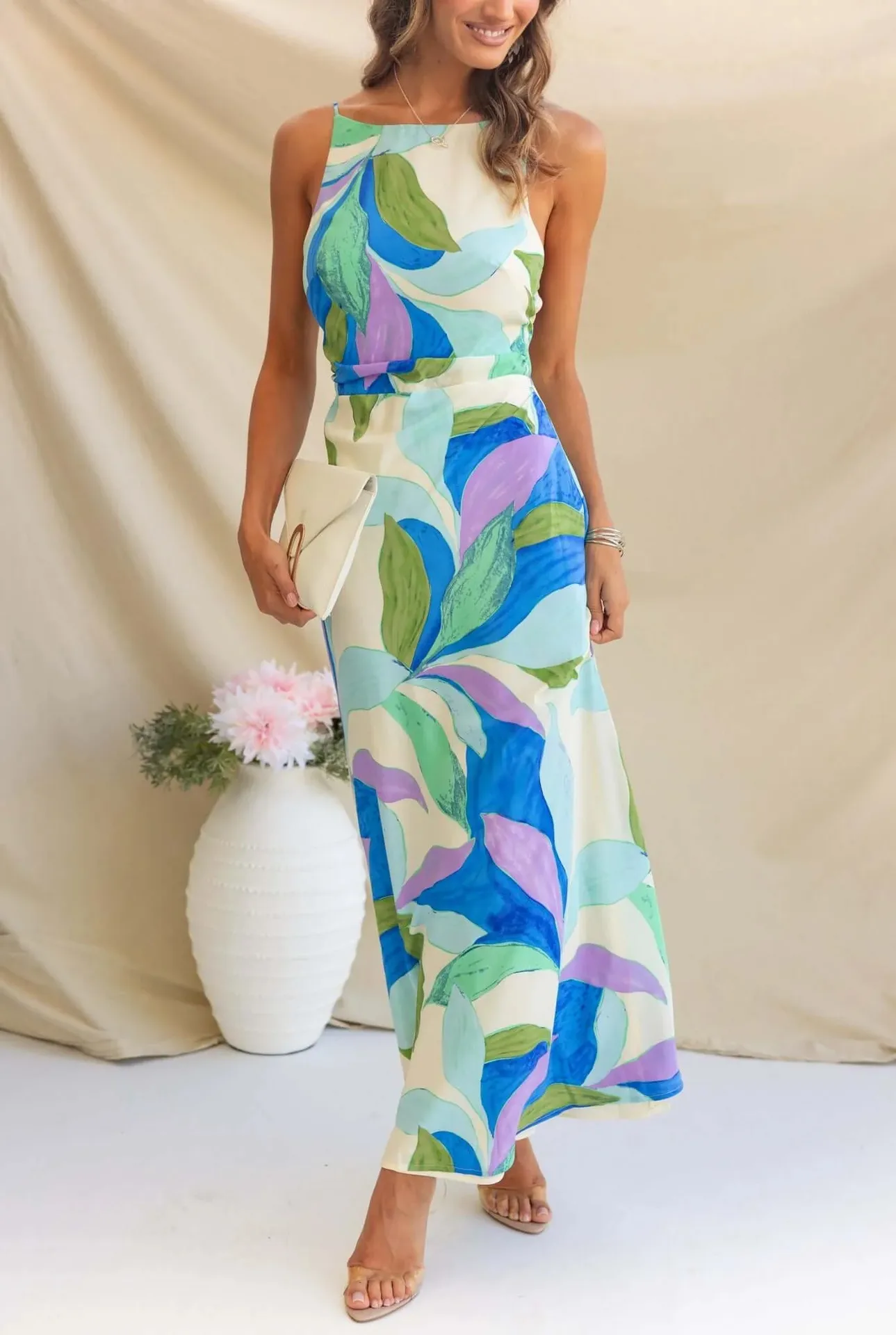 Europe And The United States   New Dress Fashion Printing Sleeveless Backless Dress -68761 display picture 8
