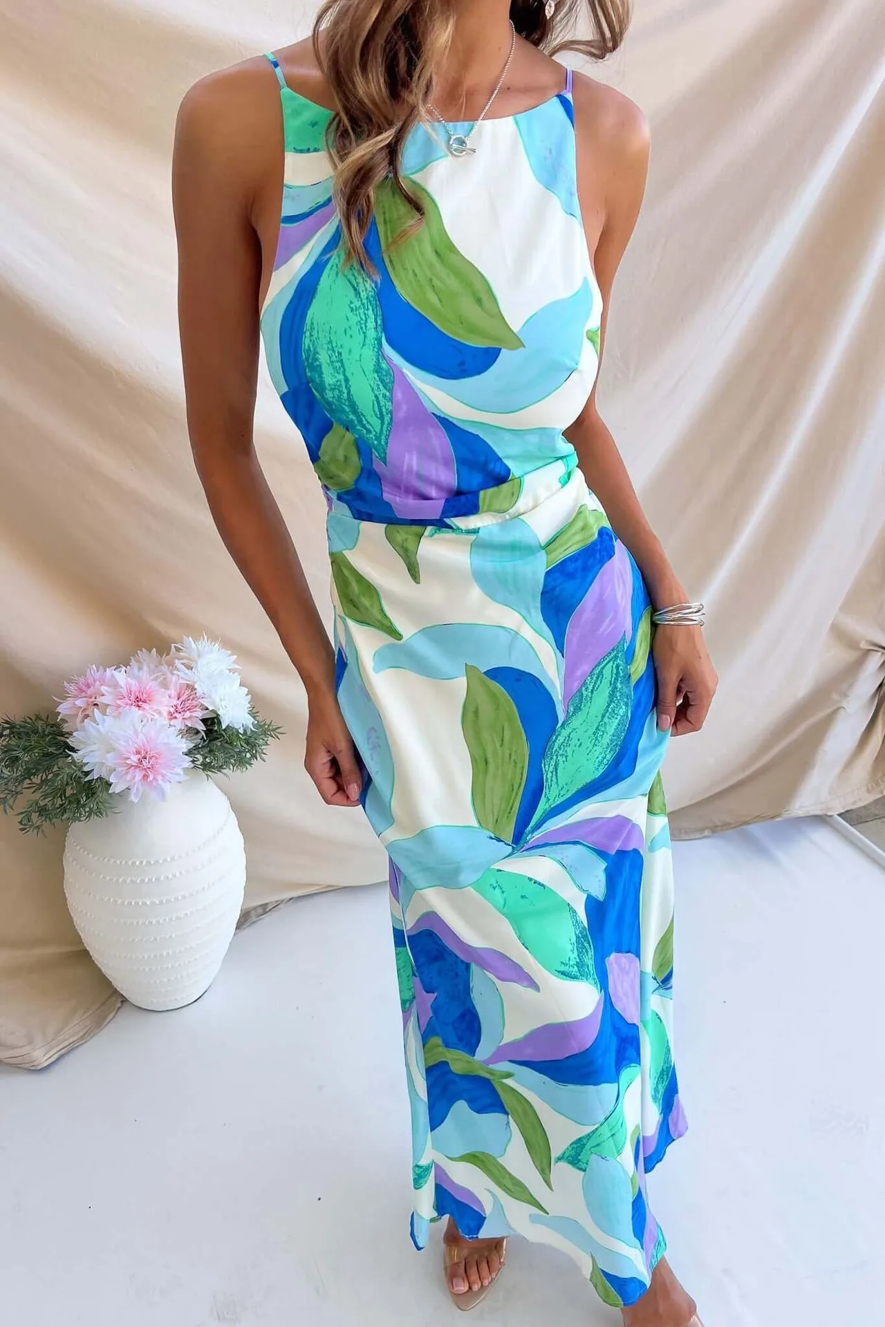 Europe And The United States   New Dress Fashion Printing Sleeveless Backless Dress -68761 display picture 19