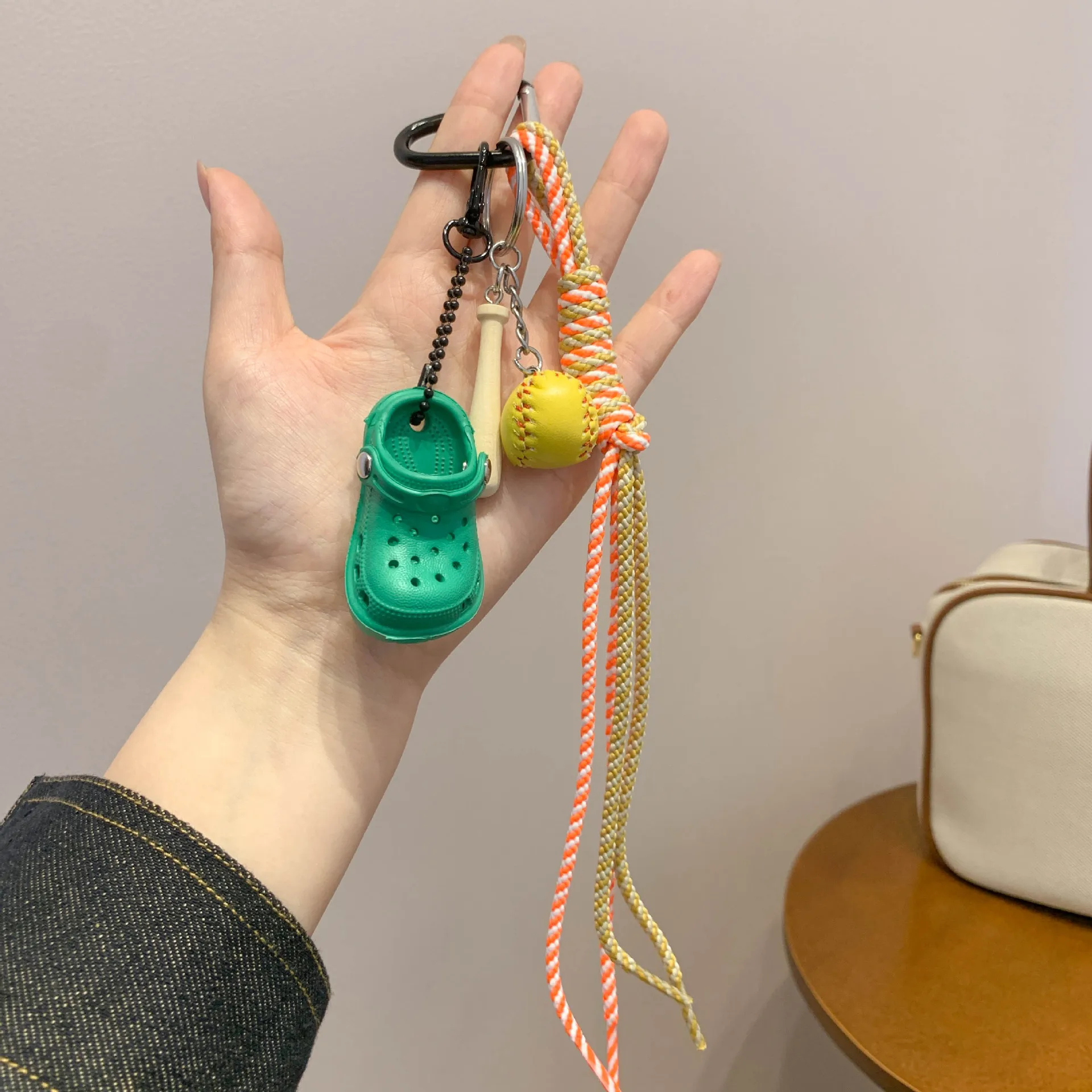 Mobile Phone Lanyard Dopamine Baseball Keychain Anti-loss Wristband Rope Water Cup Bag Woven Short Lanyard display picture 5