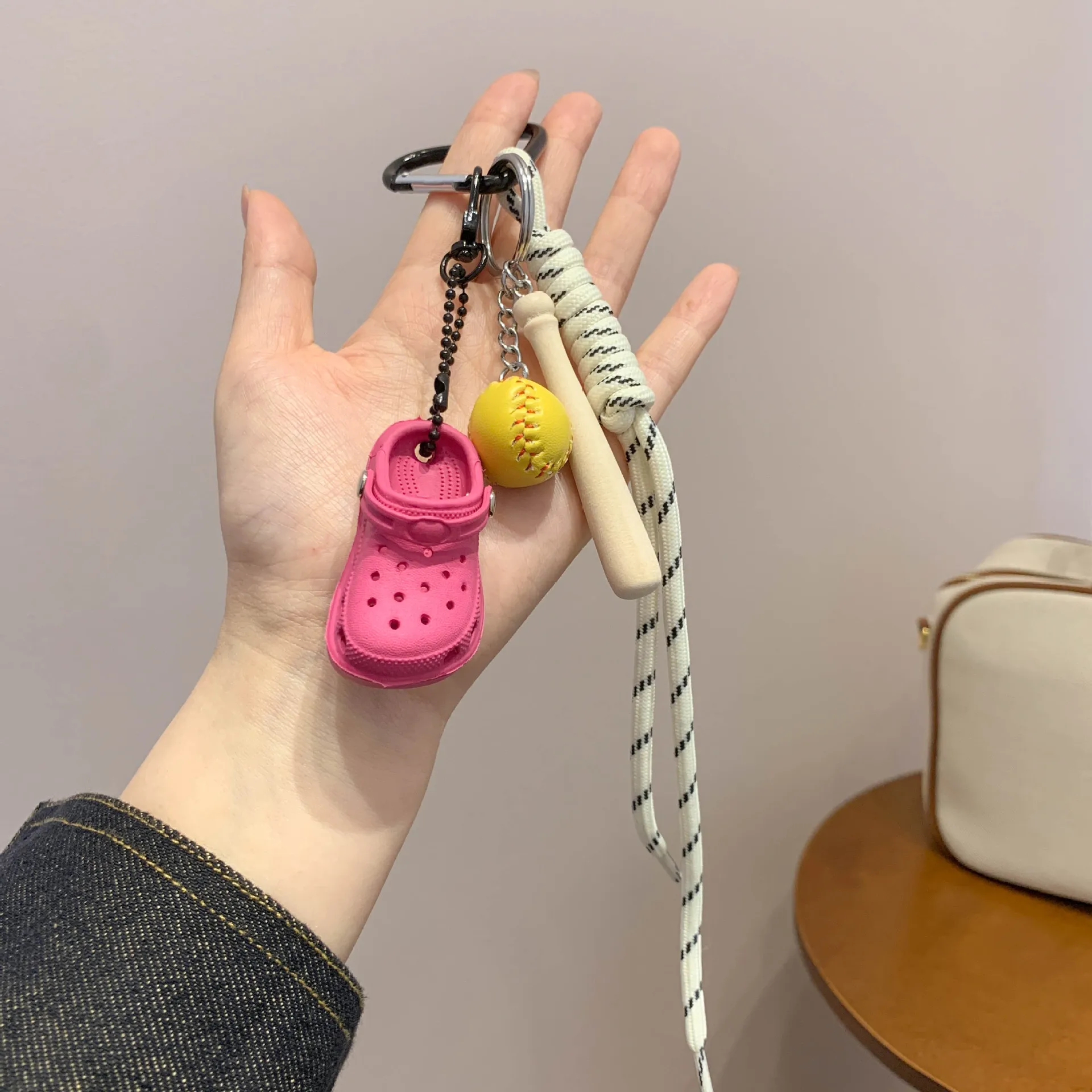 Mobile Phone Lanyard Dopamine Baseball Keychain Anti-loss Wristband Rope Water Cup Bag Woven Short Lanyard display picture 12