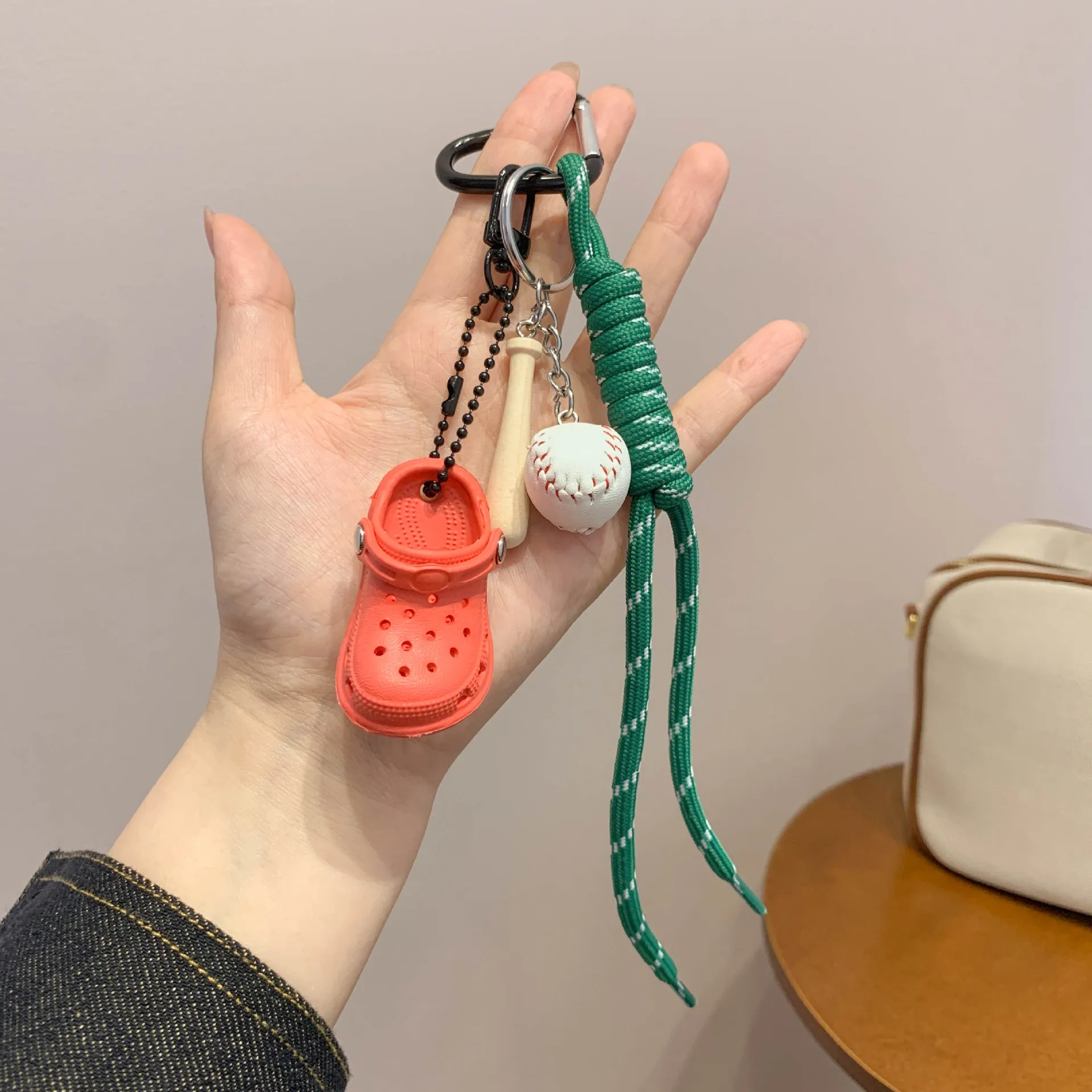 Mobile Phone Lanyard Dopamine Baseball Keychain Anti-loss Wristband Rope Water Cup Bag Woven Short Lanyard display picture 10