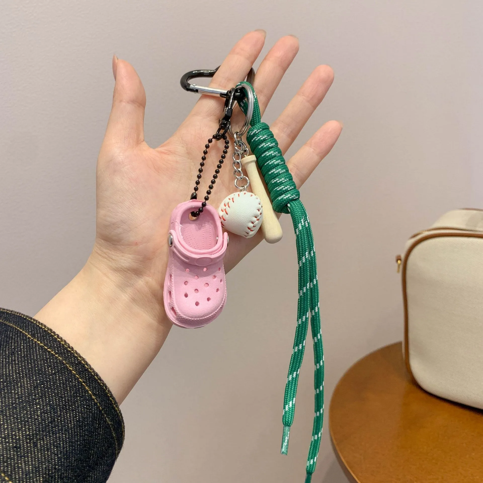 Mobile Phone Lanyard Dopamine Baseball Keychain Anti-loss Wristband Rope Water Cup Bag Woven Short Lanyard display picture 6