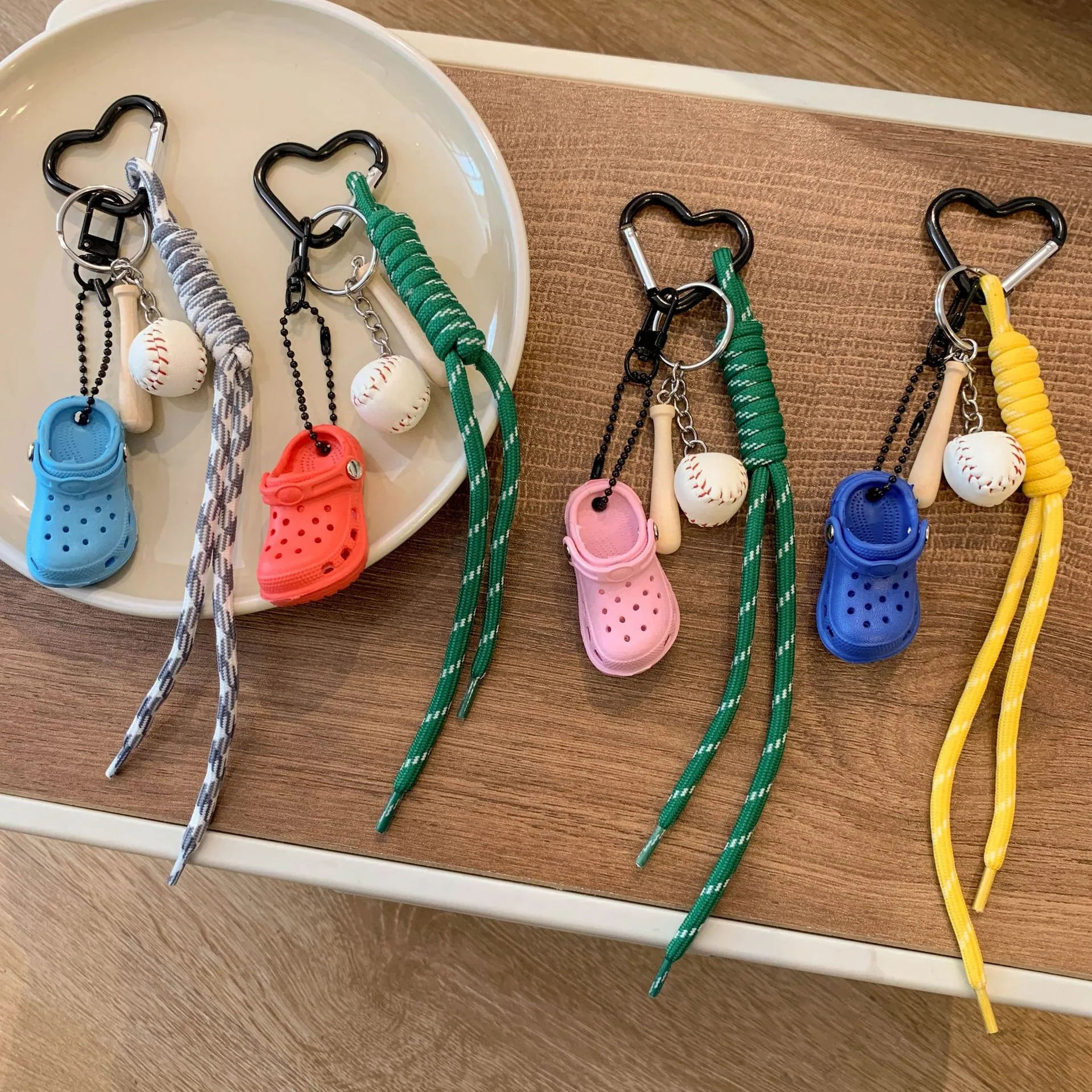Mobile Phone Lanyard Dopamine Baseball Keychain Anti-loss Wristband Rope Water Cup Bag Woven Short Lanyard display picture 2