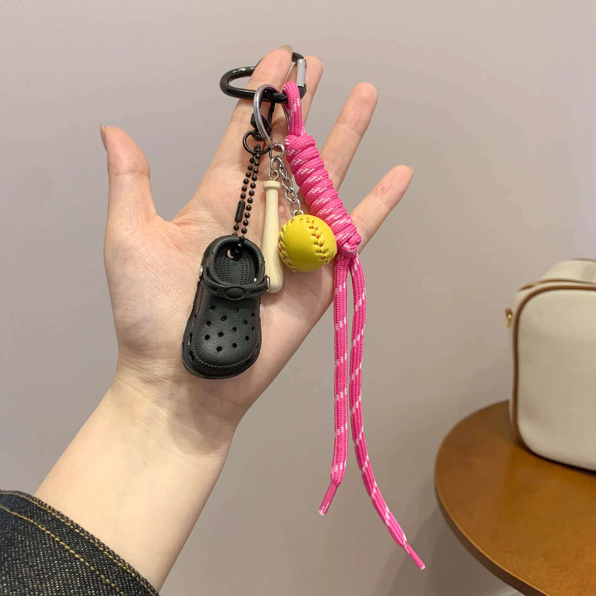 Mobile Phone Lanyard Dopamine Baseball Keychain Anti-loss Wristband Rope Water Cup Bag Woven Short Lanyard display picture 8