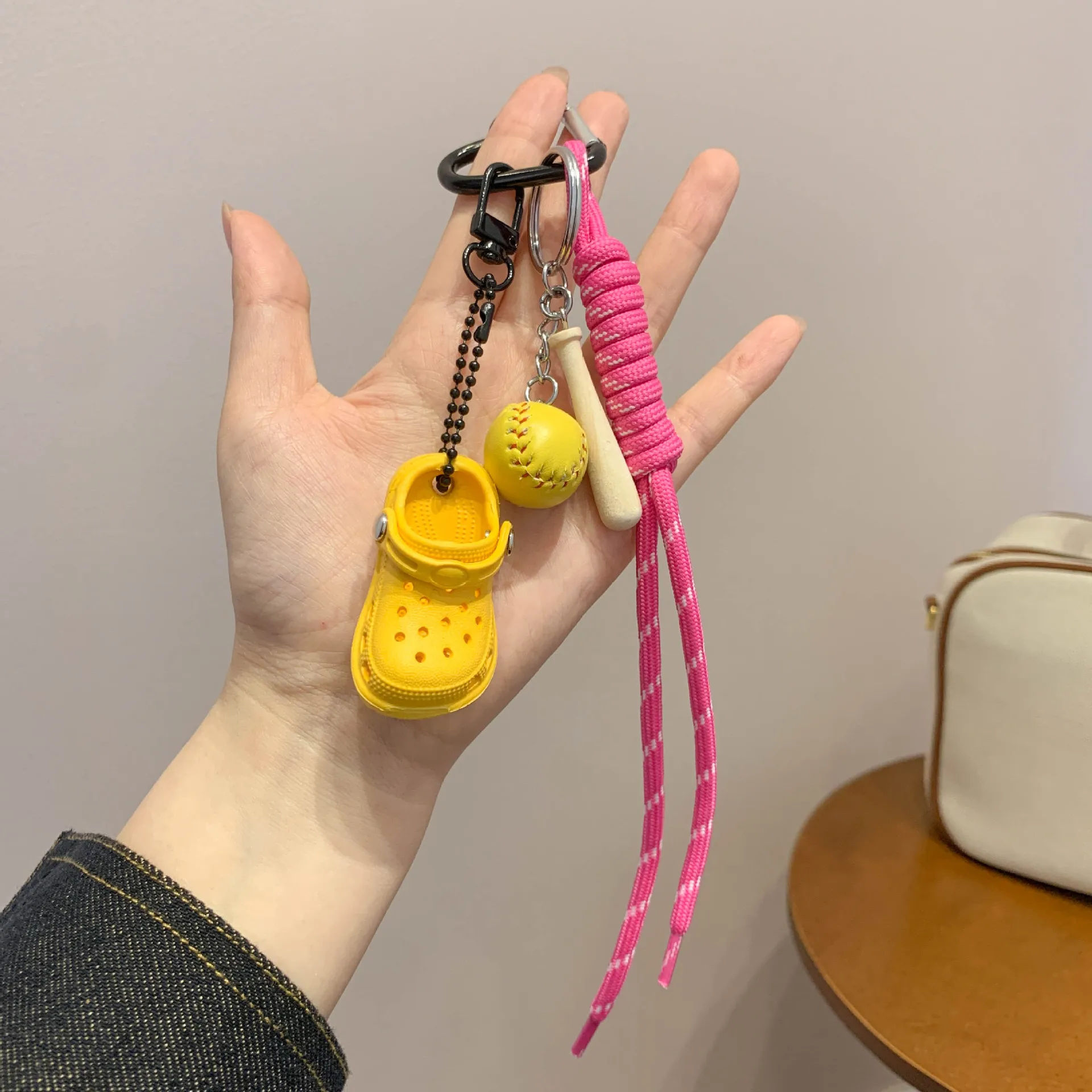 Mobile Phone Lanyard Dopamine Baseball Keychain Anti-loss Wristband Rope Water Cup Bag Woven Short Lanyard display picture 13