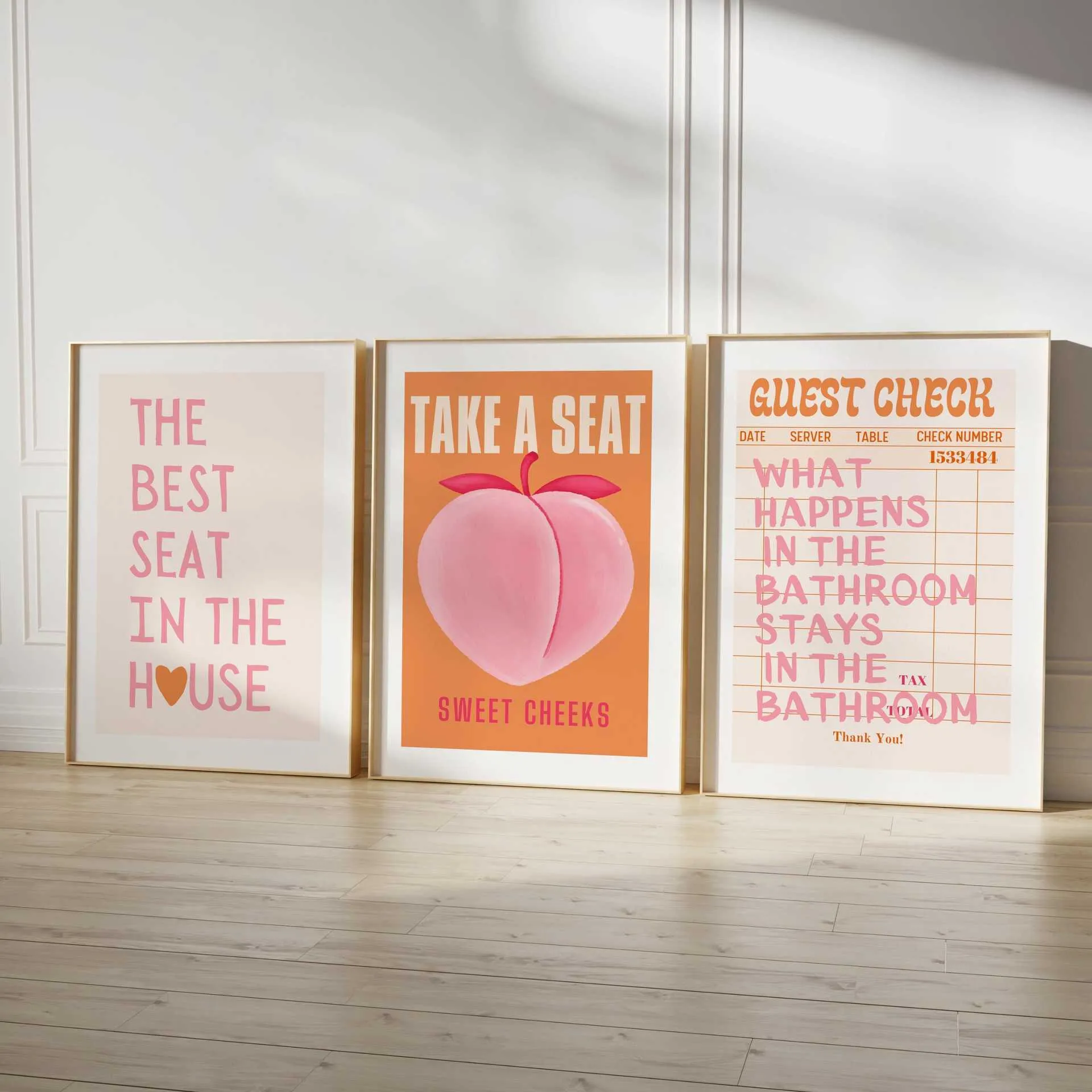 Toilet Bathroom Bathroom Pink Illustration Style Y2K Peach Lottery Ticket Canvas Decorative Painting Core Hanging Painting Frameless Poster display picture 4