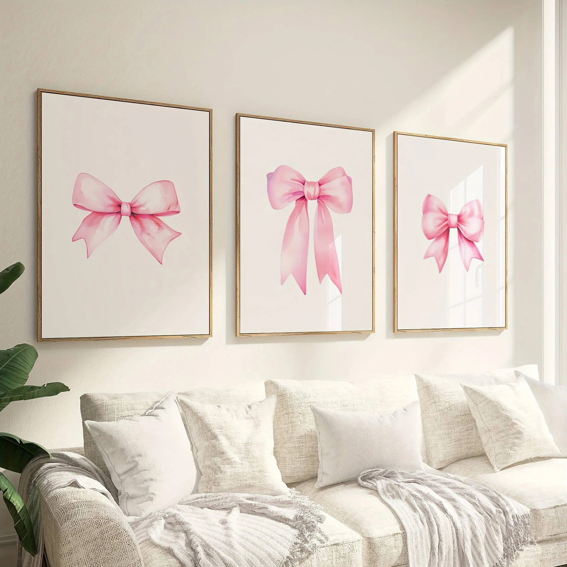 Explosions Cute Pink Bow Girl Bedroom Canvas Painting Decorative Painting Frameless Poster display picture 2