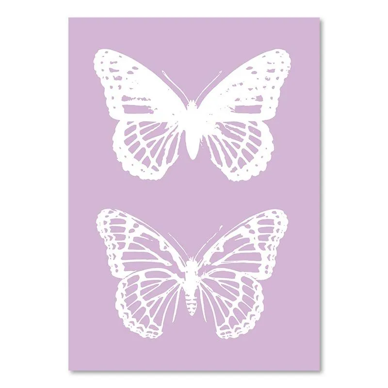Nordic Pink Flower Butterfly Love Abstract Hotel B & B Living Room Wall Art Decoration Canvas Painting Core Hanging Painting display picture 5