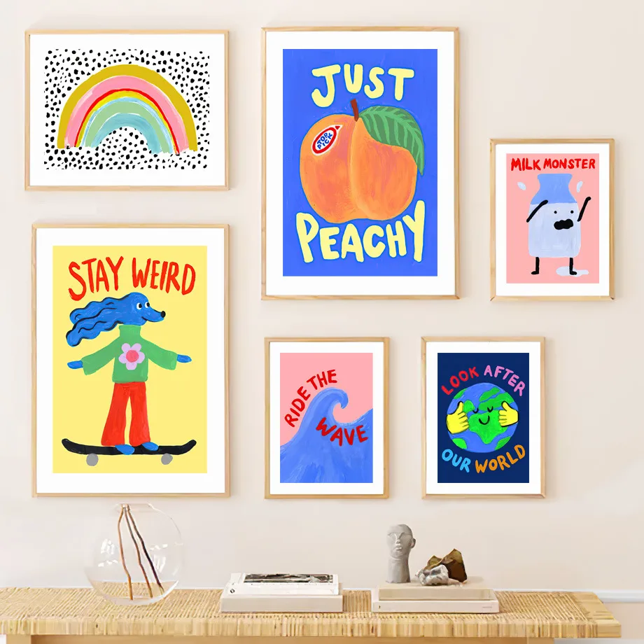 Strange Fun Positive Energy Simple Abstract Canvas Painting Nordic Living Room Home Decoration Painting Core Hanging Painting display picture 4