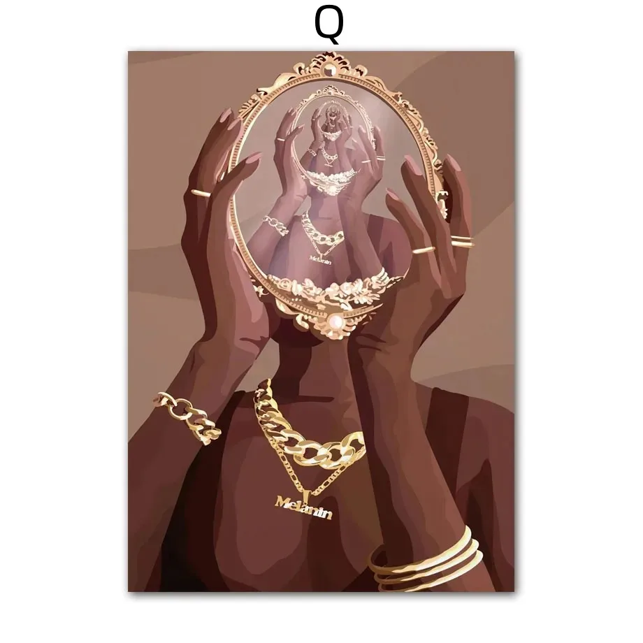 Black Fashion Girl Hairdressing Manicure Jewelry Decorative Painting Living Room Bedroom Sofa Background Wall Frameless Painting Core display picture 8