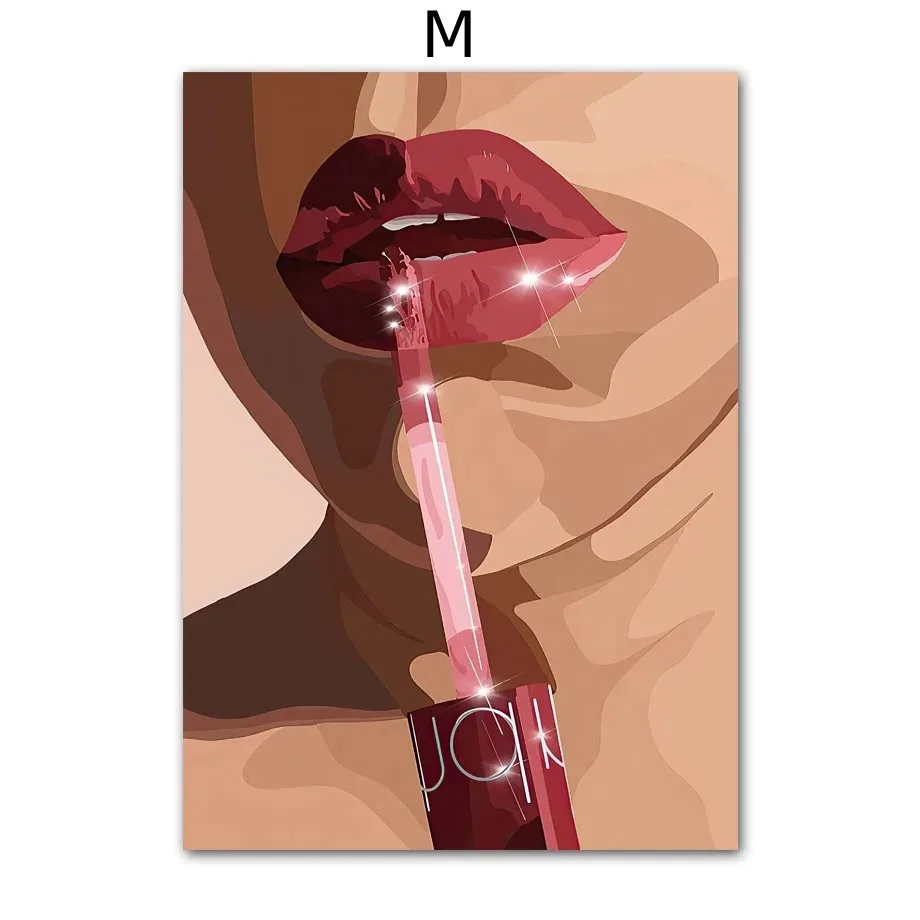 Black Fashion Girl Hairdressing Manicure Jewelry Decorative Painting Living Room Bedroom Sofa Background Wall Frameless Painting Core display picture 9